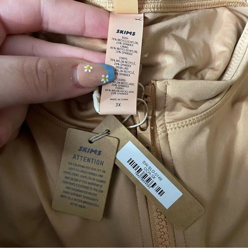 NWT Skims Ochre Nude Zip Front Sleeveless Swimsuit